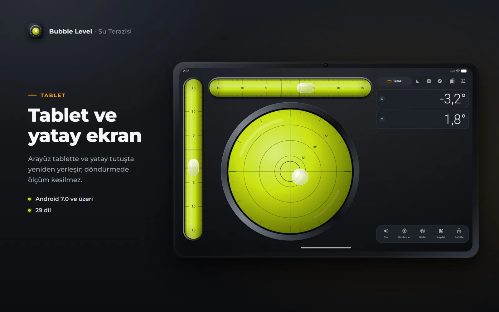 Bubble Level: tablet ve yatay ekran